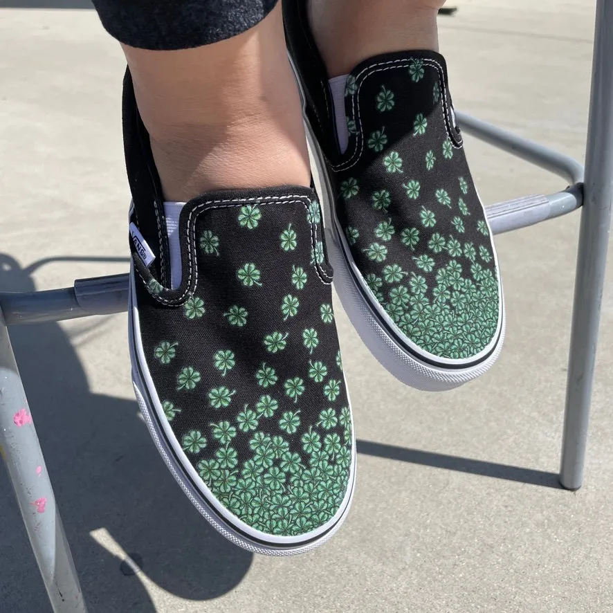 Kids Shoes - Clover Black Slip Ons