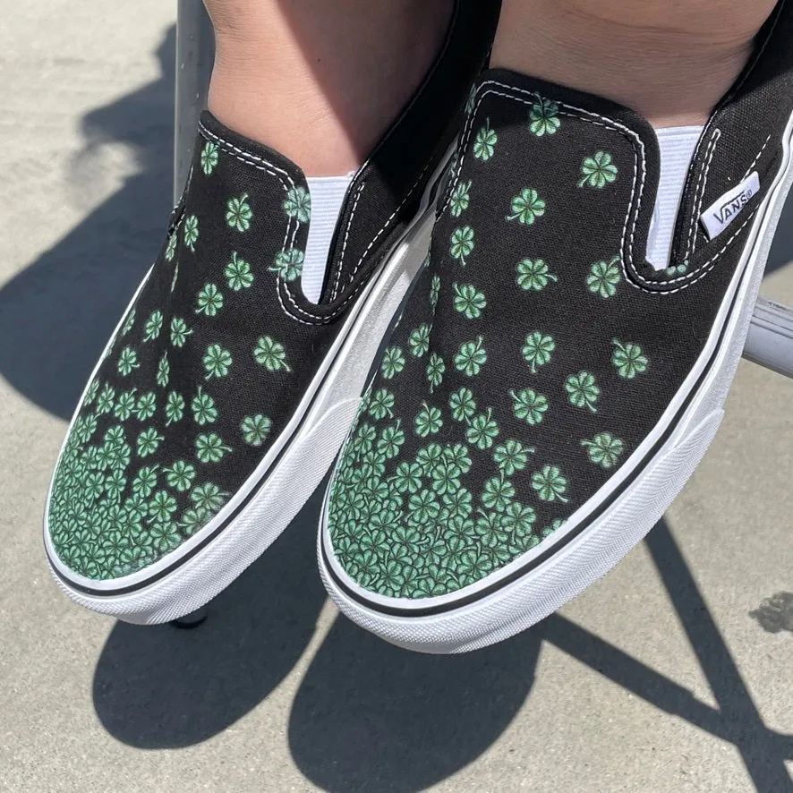 Kids Shoes - Clover Black Slip Ons