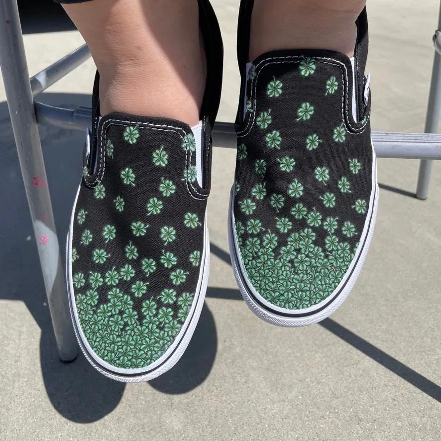 Kids Shoes - Clover Black Slip Ons