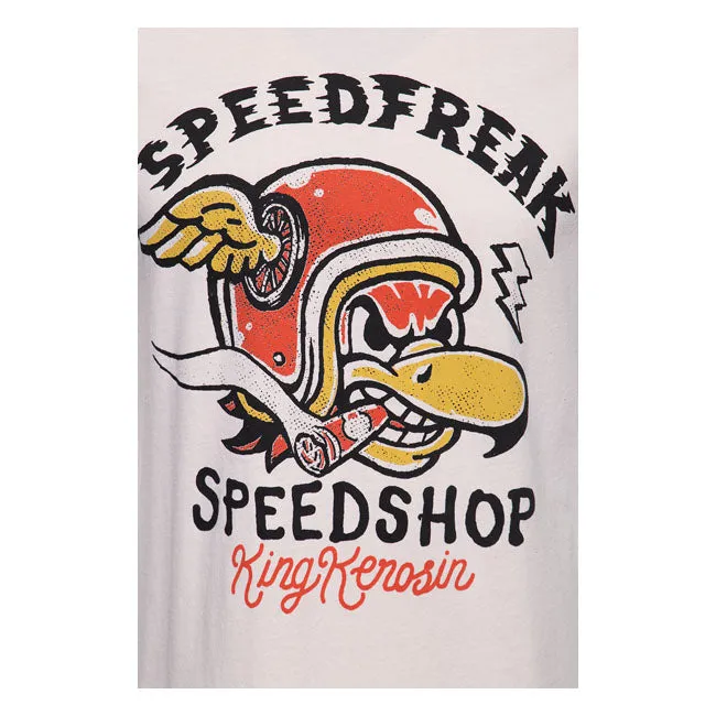 King Kerosin Speedfreak Speedshop T-Shirt Ecru