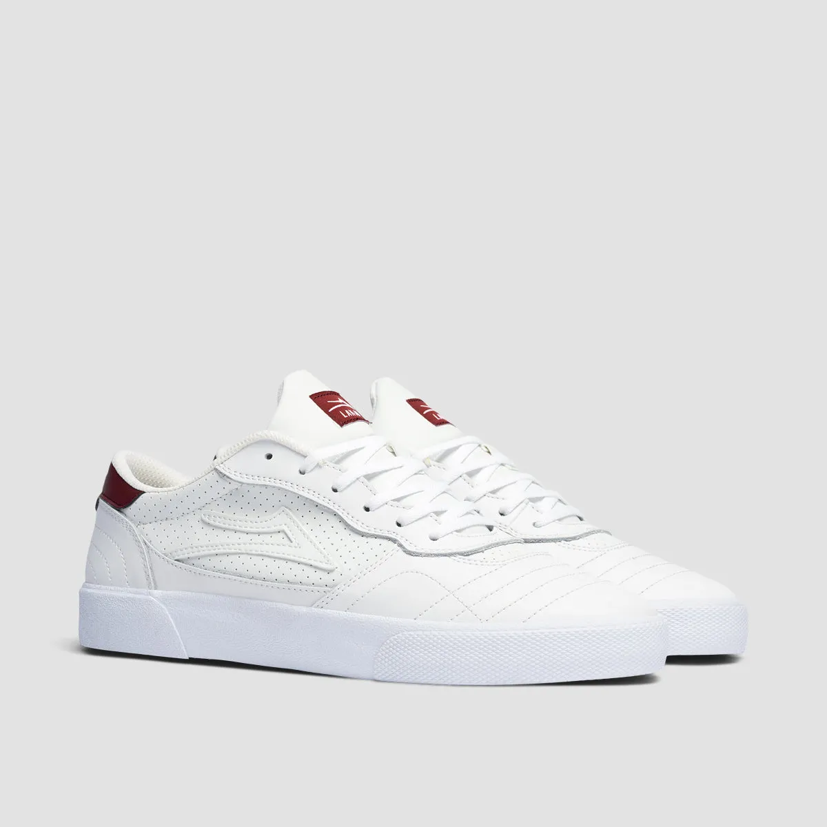 Lakai Cambridge Shoes - White/Burgundy Leather