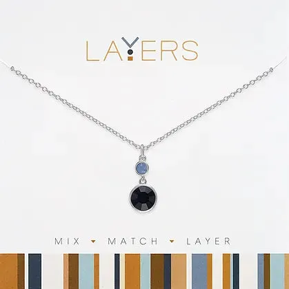 Layers Silver Drop Stone Montana Blue Layers Necklace