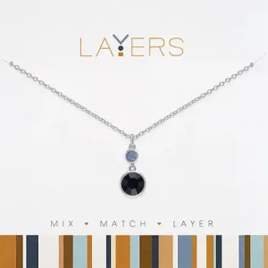 Layers Silver Drop Stone Montana Blue Layers Necklace