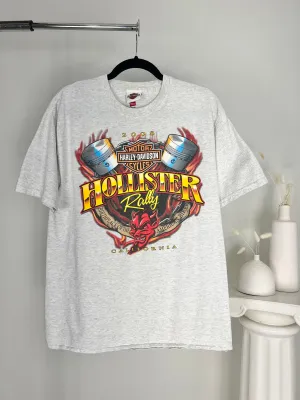 LIGHT GREY HARLEY DAVIDSON CALIFORNIA HOLLISTER RALLY T-SHIRT