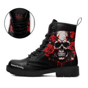 Luxury Gifts,Personalized Skull with Rose Boots, Custom Gothic Boots, Skeleton , Pumpkin Boots, Best Gift for Halloween