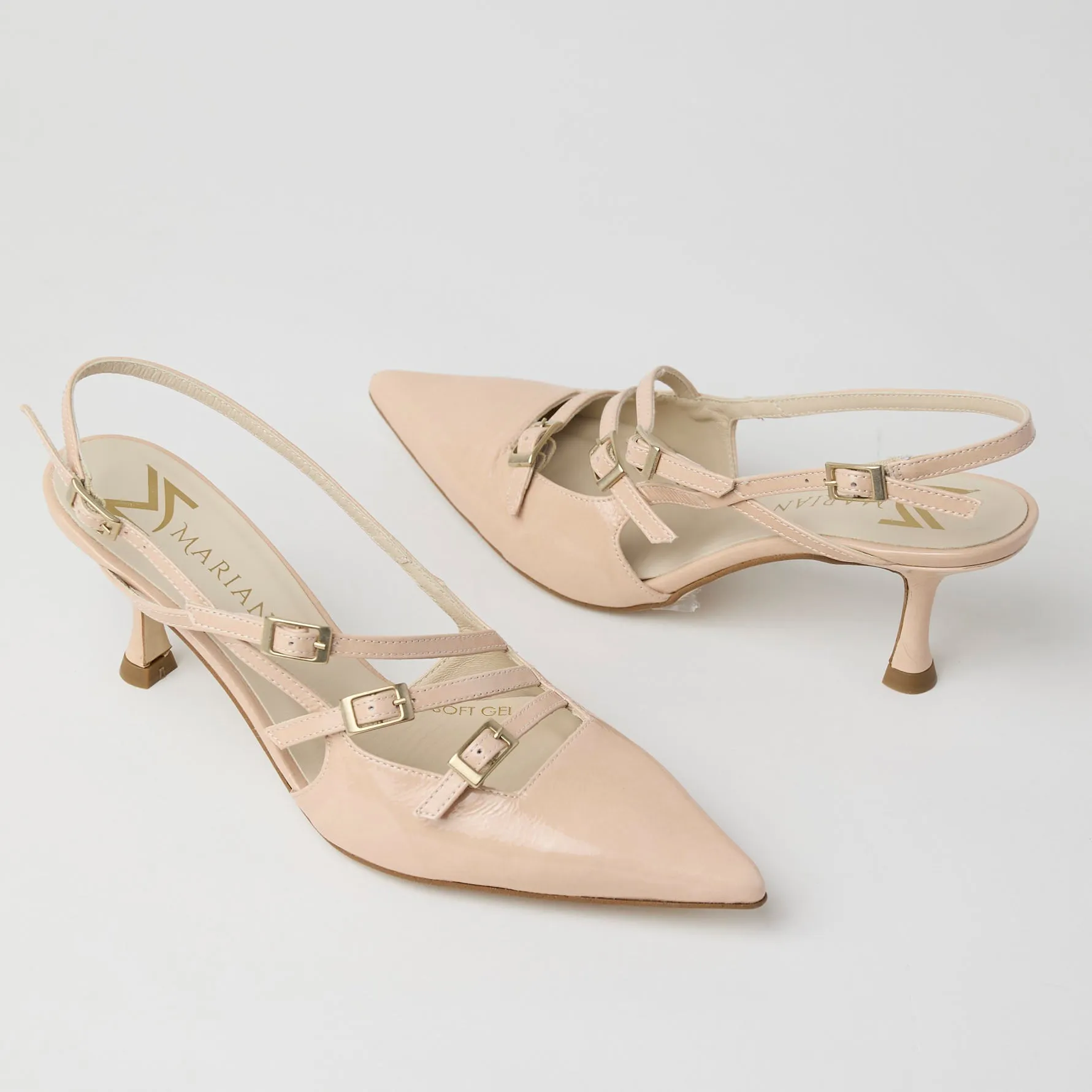 Marian Nude Patent Sling Back Shoes