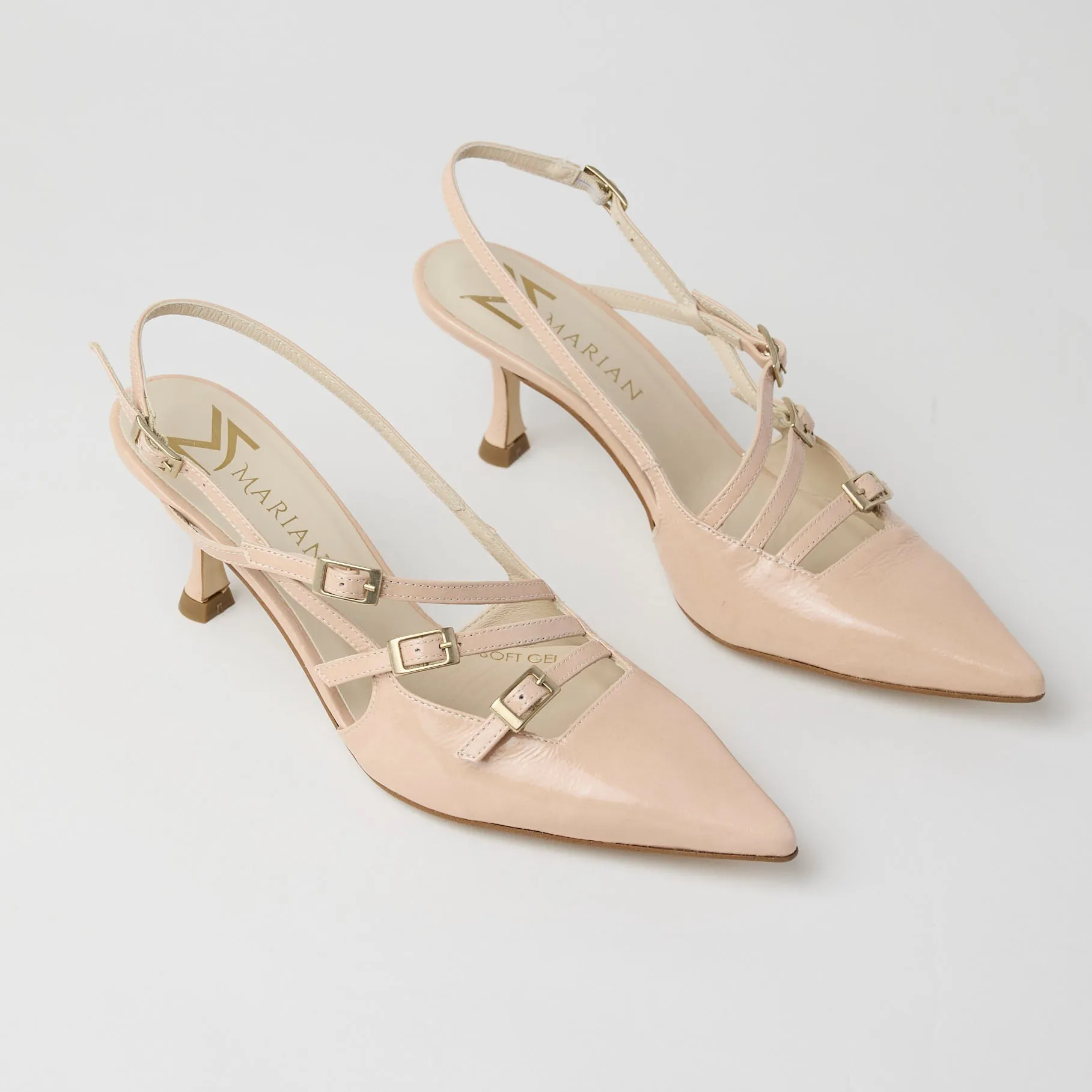 Marian Nude Patent Sling Back Shoes