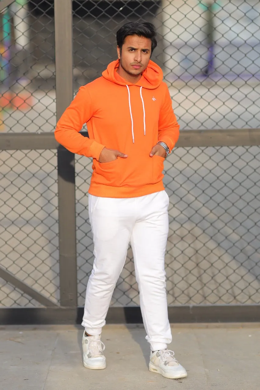 MENS HOOD ORANGE  WITH FRONT PRINTING
