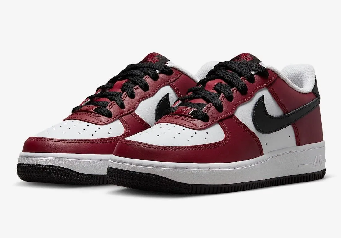 Nike Air Force 1 LV8 FD0300-600 Youth White/Team Red/Black Sneaker Shoes C695