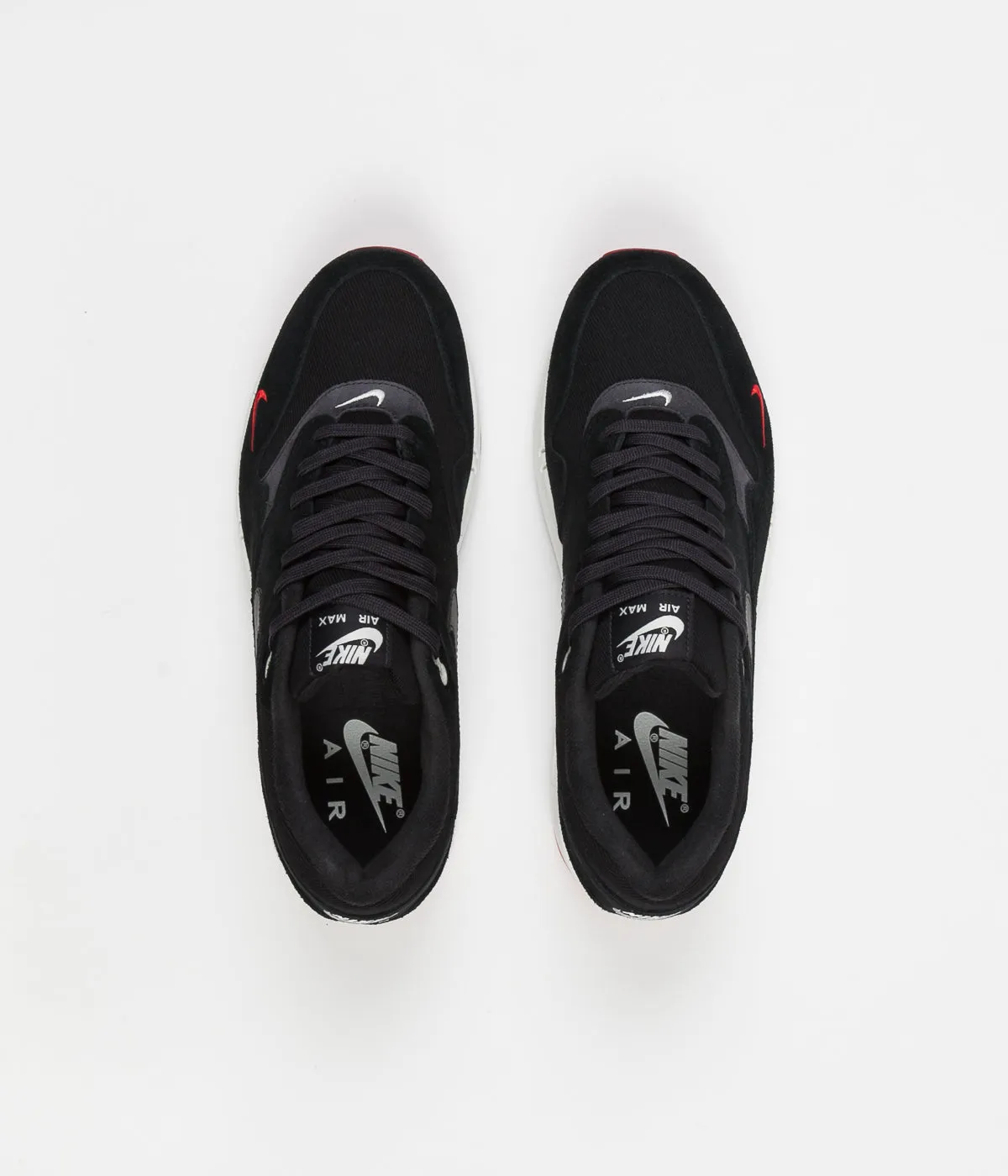Nike Air Max 1 Premium Shoes - Black / Oil Grey - University Red - Sail