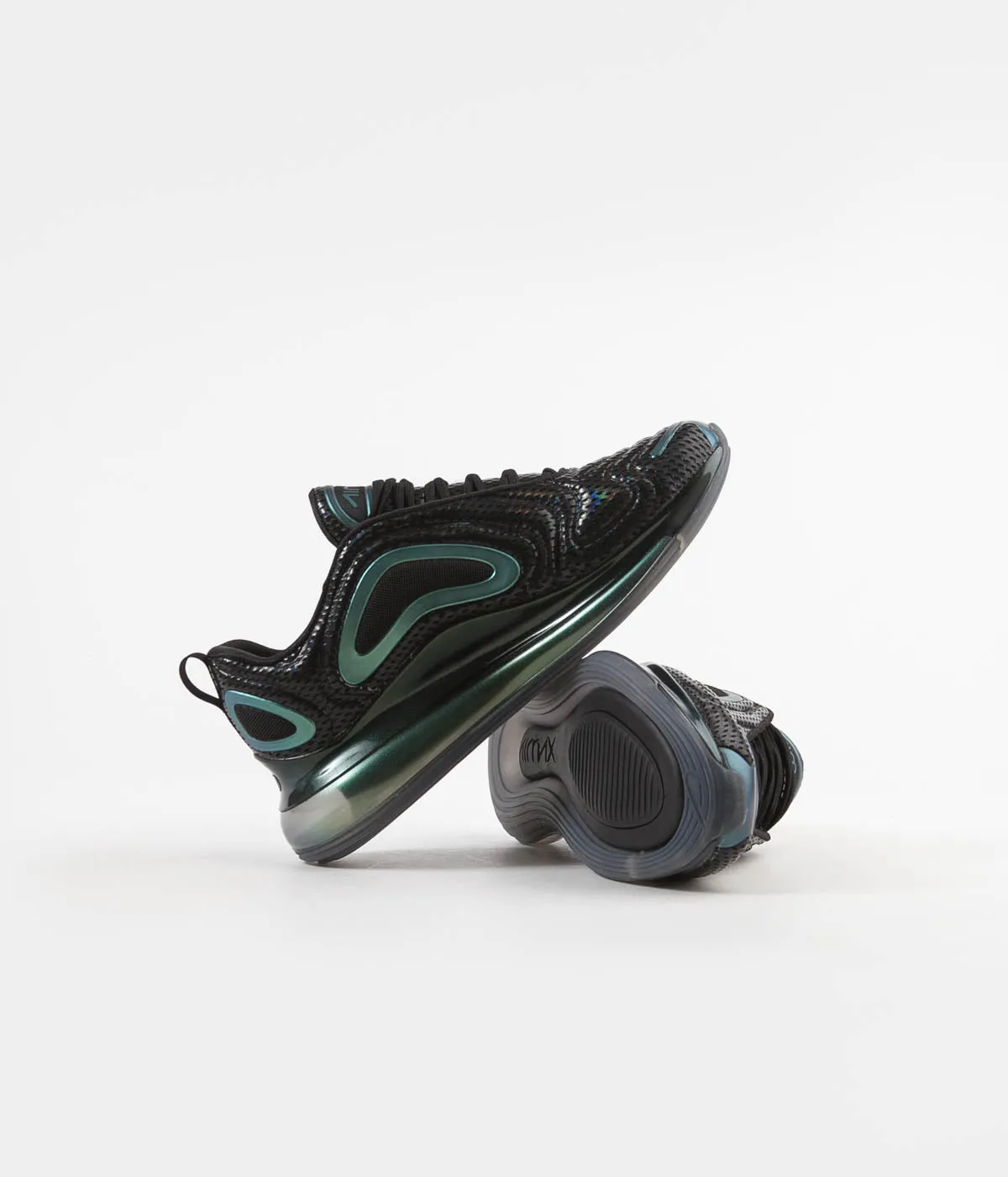 Nike Air Max 720 'Iridescent Mesh' Shoes - Black / Black - Metallic Silver