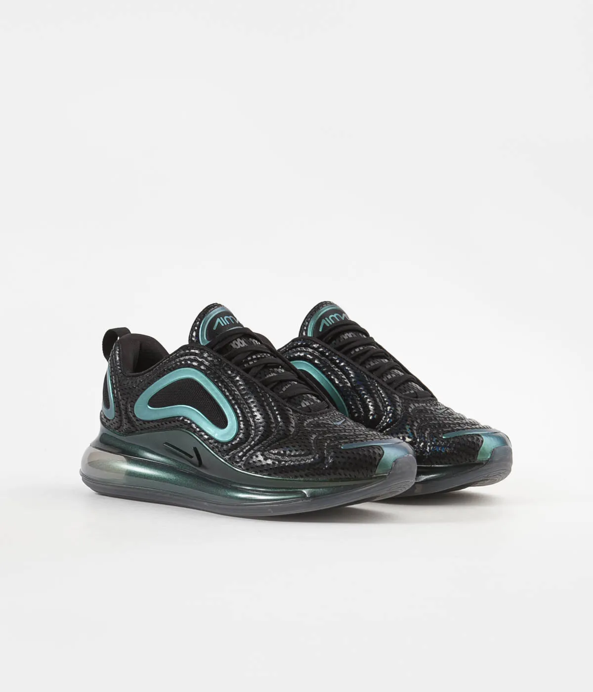 Nike Air Max 720 'Iridescent Mesh' Shoes - Black / Black - Metallic Silver