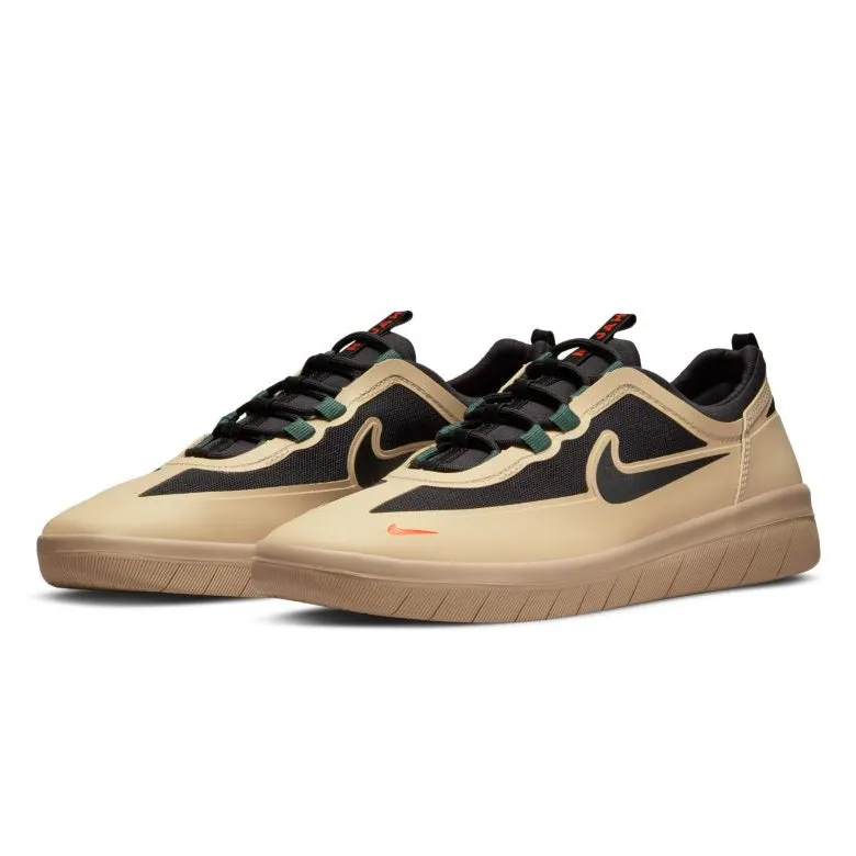 Nike SB Nyjah Free 2 Skateboard Shoe - Rattan/Black-Noble Green-Safety Orange