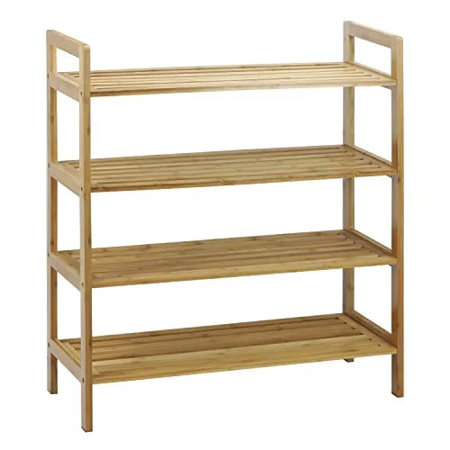 Oceanstar 4-Tier, Natural Bamboo Shoe Rack, Medium,