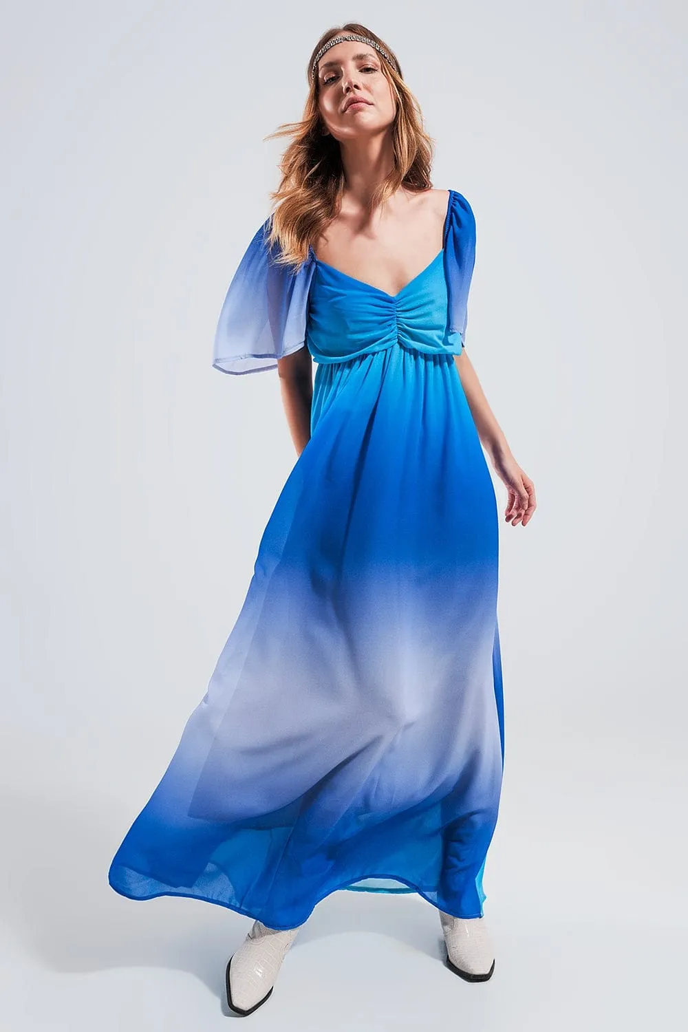 Ombre Sweetheart Maxi Dress In Blue