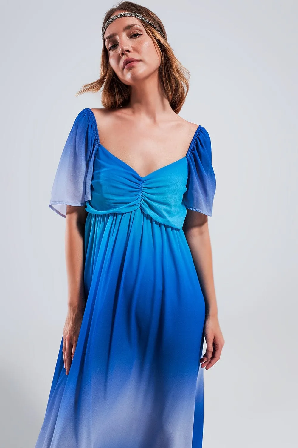 Ombre Sweetheart Maxi Dress In Blue