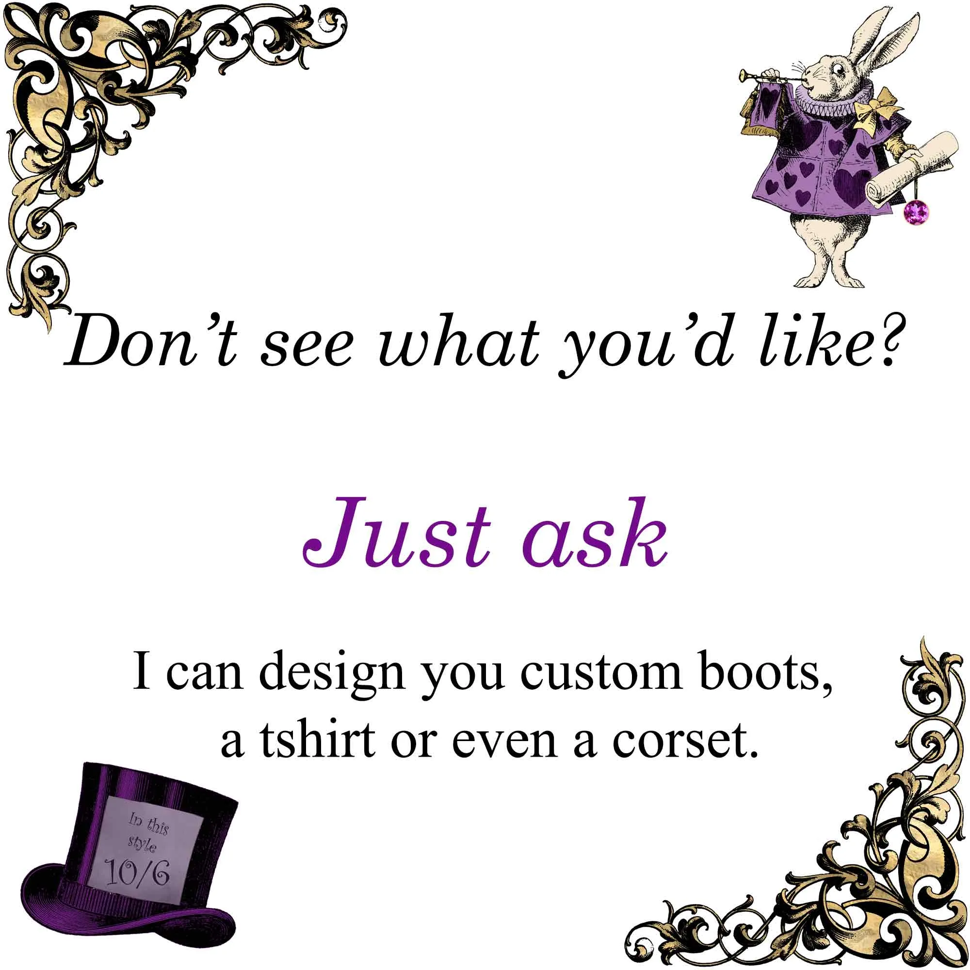 Pastel Goth Boots Alice in Wonderland Gifts - Pastel Goth Alice - Version 2 with Bats (JPREGPGA2)
