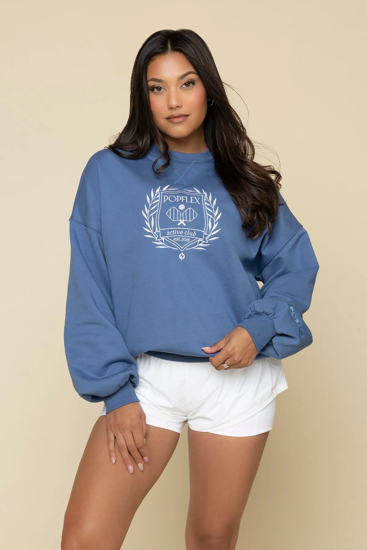 POPFLEX® Active Club Cloud Crewneck Sweater - Blue Horizon