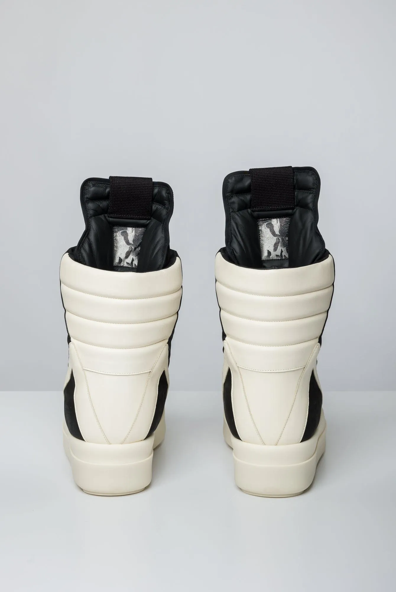 Rick Owens Mega Geobaskets in Black and Milk