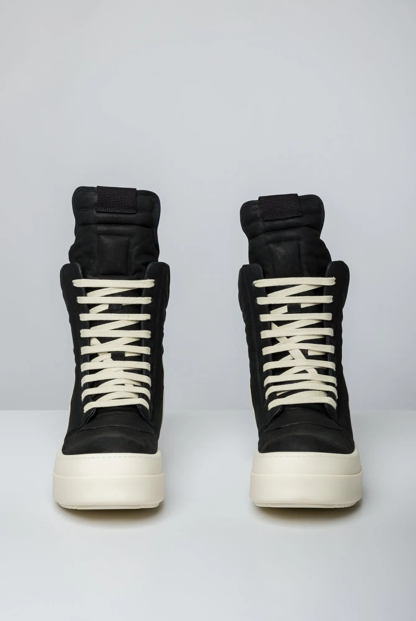 Rick Owens Mega Geobaskets in Black and Milk