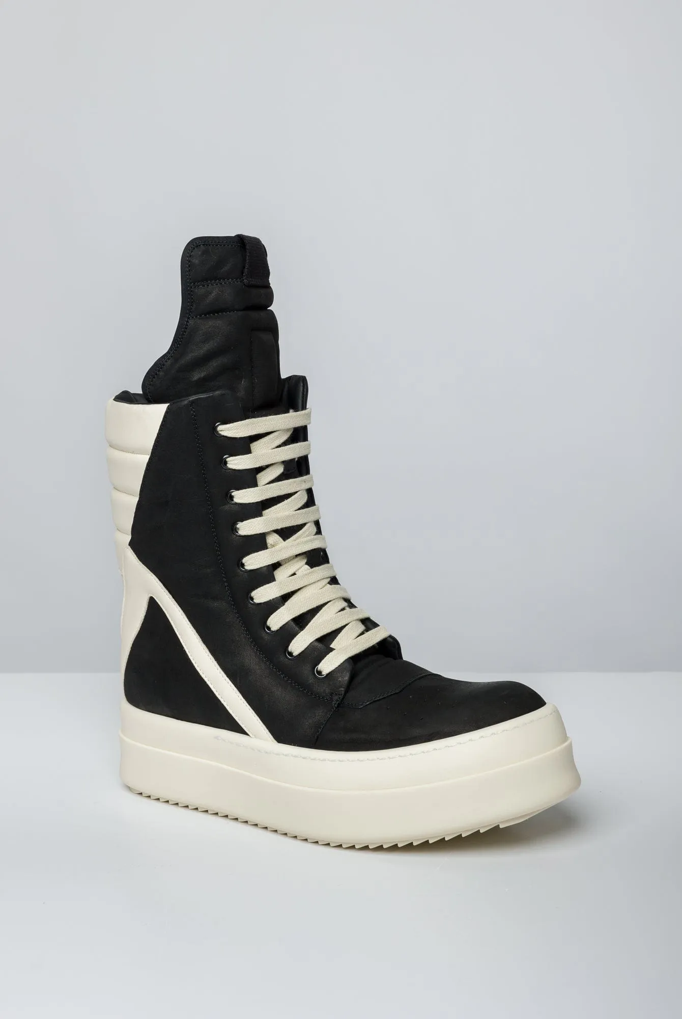 Rick Owens Mega Geobaskets in Black and Milk
