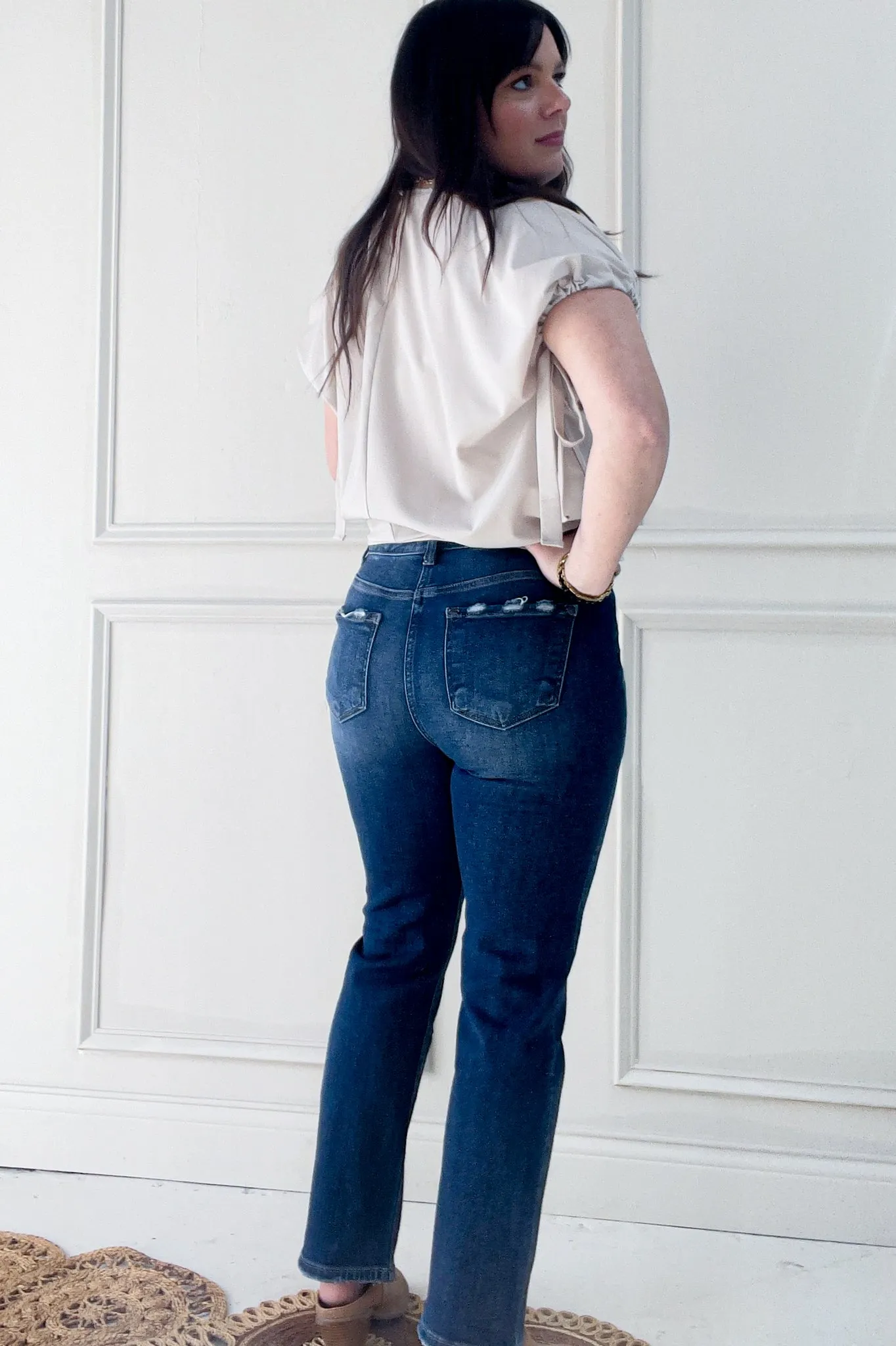 Risen Tummy Control Crop Straight Jeans
