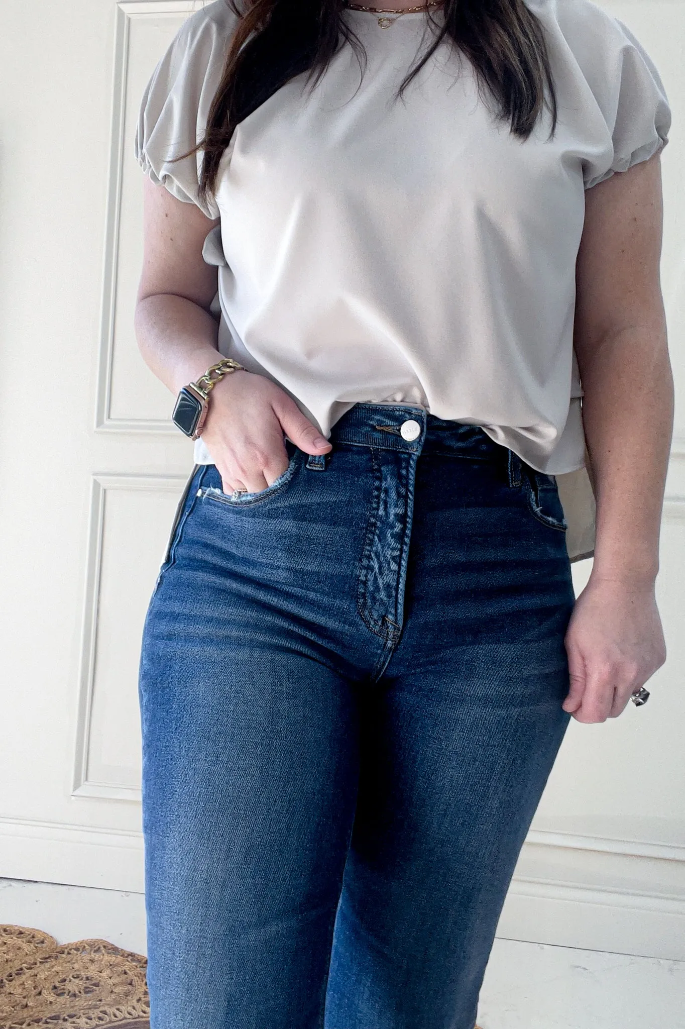 Risen Tummy Control Crop Straight Jeans