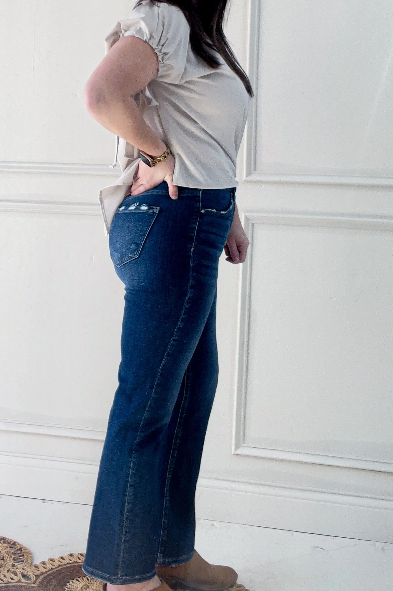 Risen Tummy Control Crop Straight Jeans