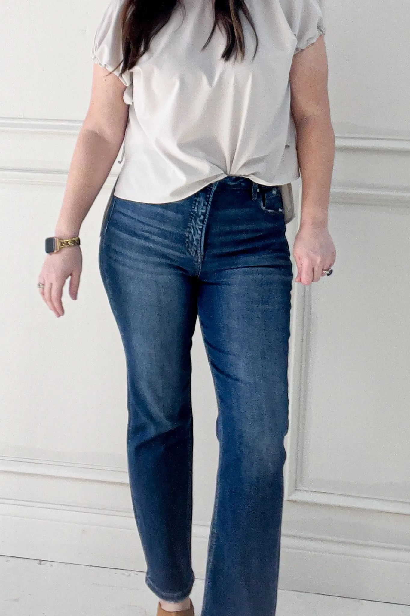 Risen Tummy Control Crop Straight Jeans