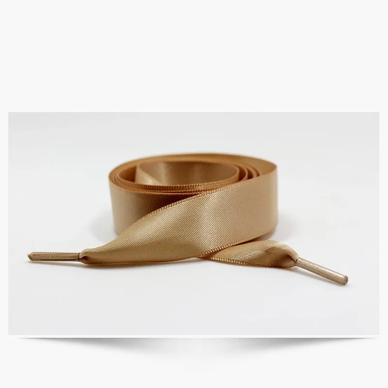 Silk Satin Ribbon Bow Shoe Laces - Gold