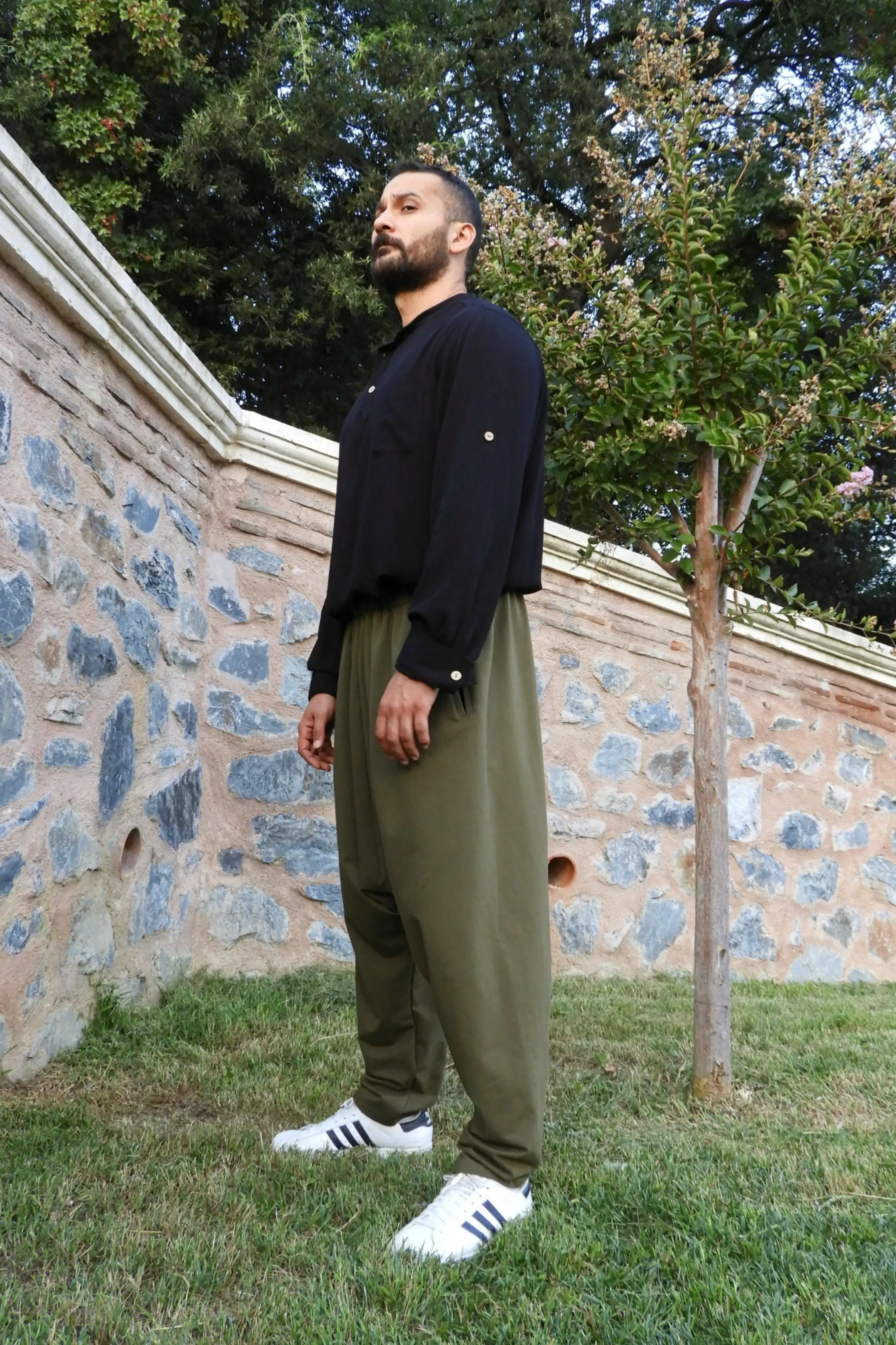 SNOW Men's Harem Pants For Winter (Black, Green)