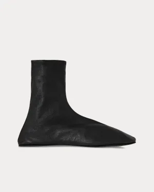 Sock Leather Black Boots