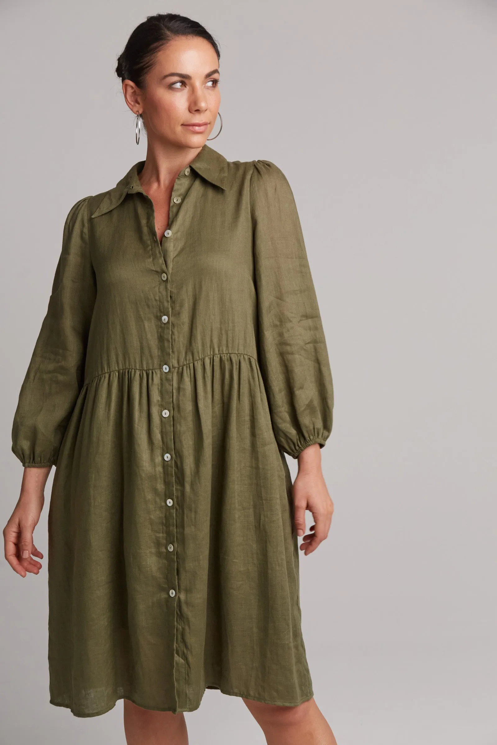 Studio Midi Shirt Dress - Khaki