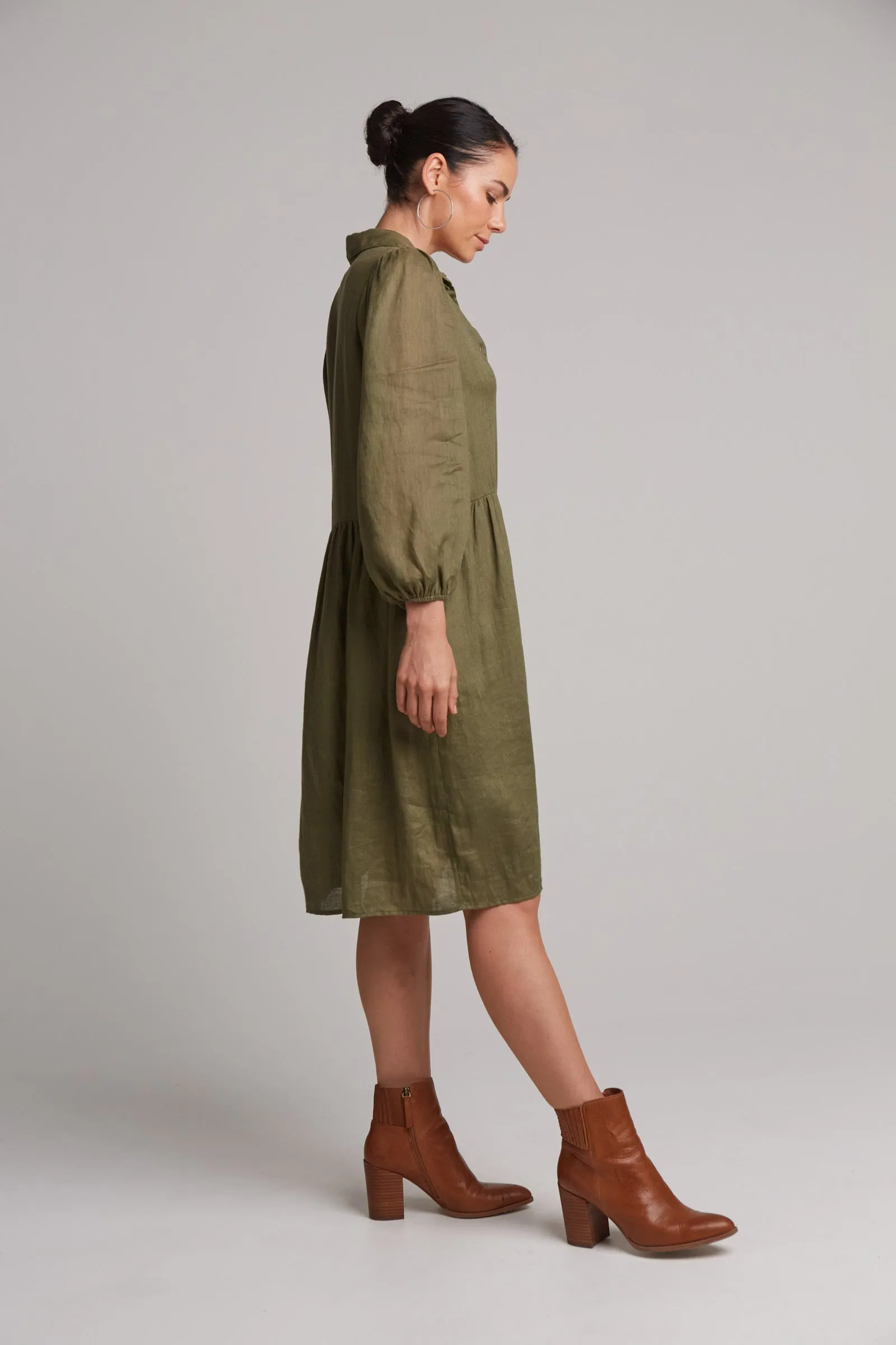 Studio Midi Shirt Dress - Khaki