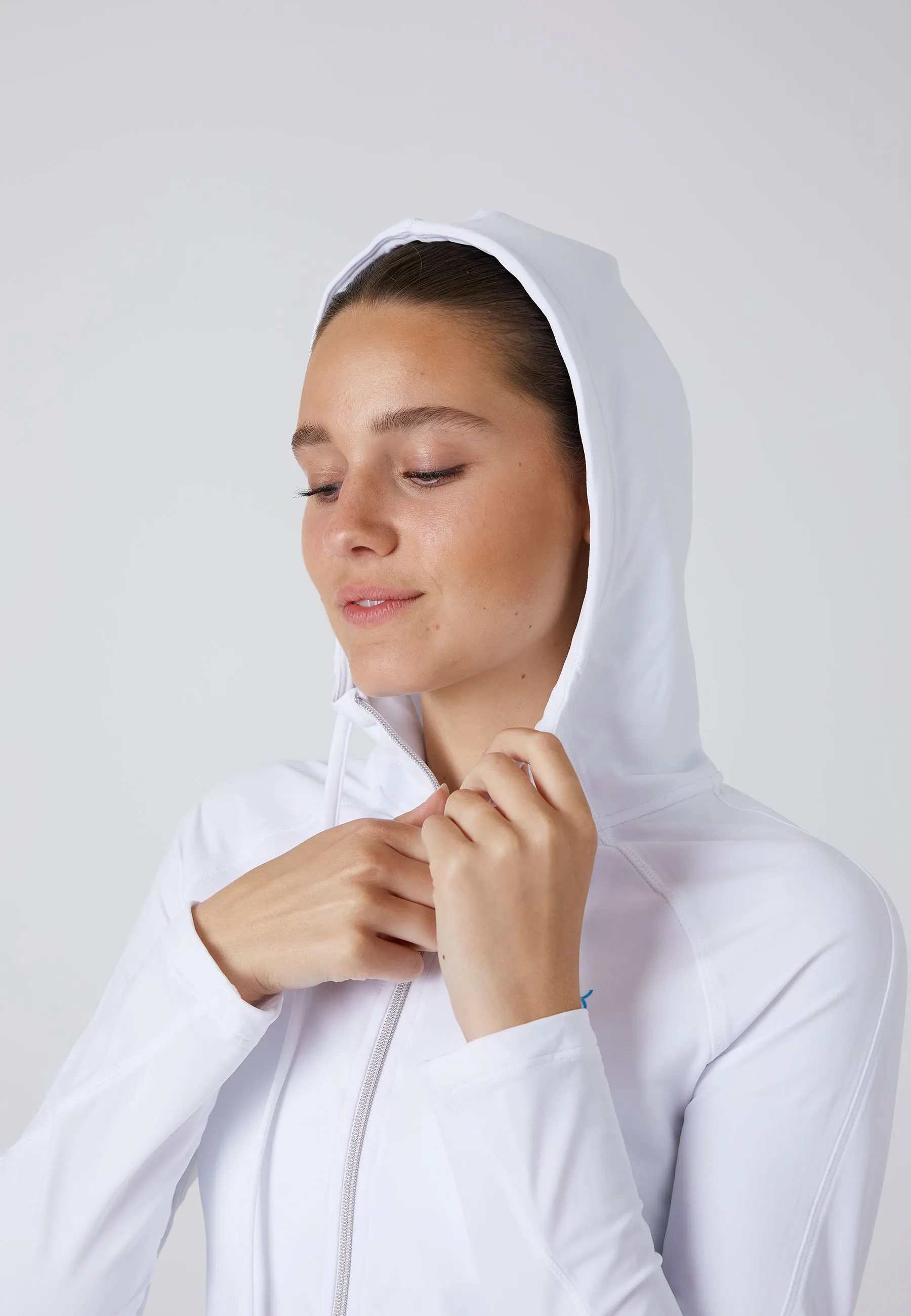 Tennis Hooded Jogger Tracksuit Top, white