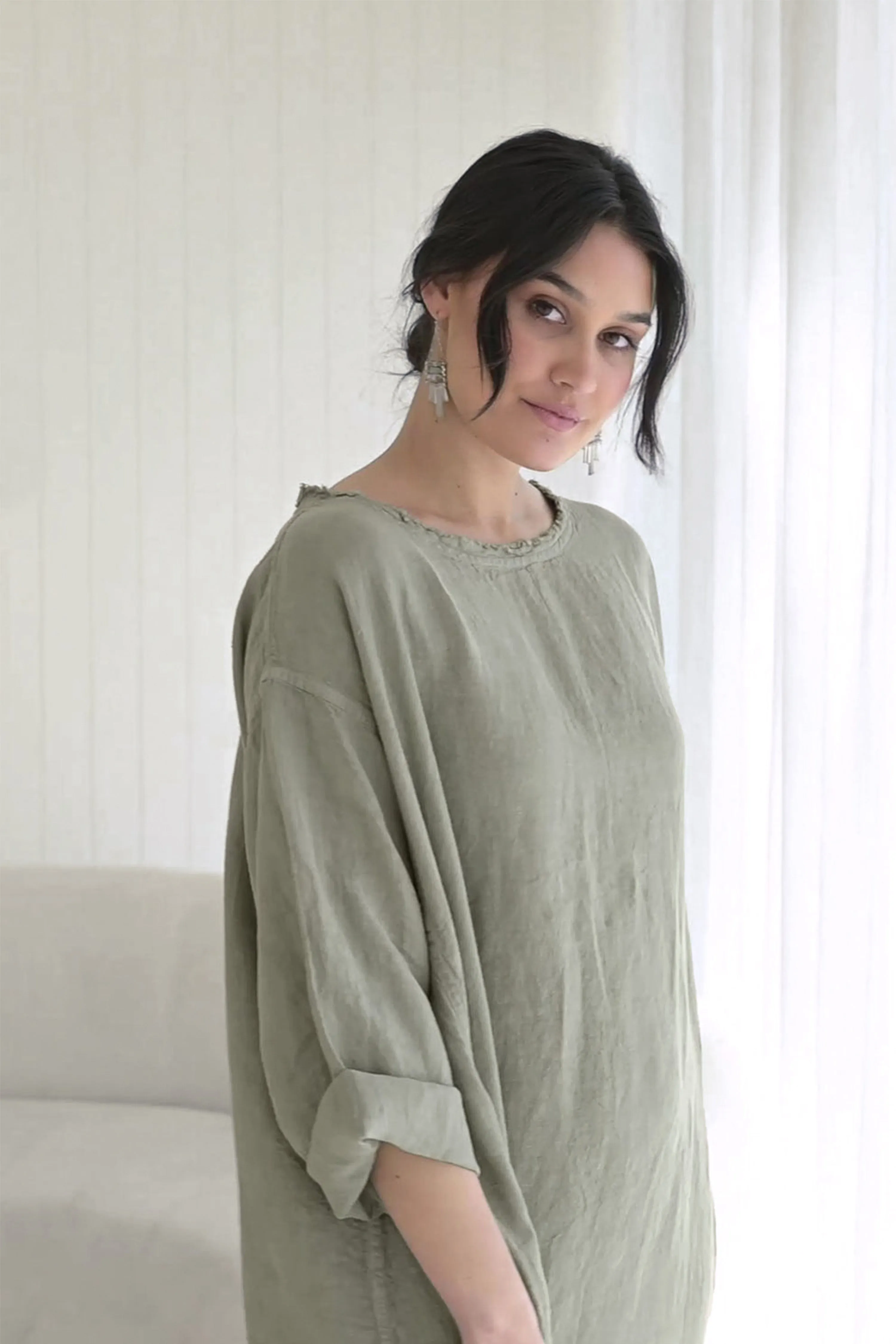 The Malle Linen Dress - Pistachio