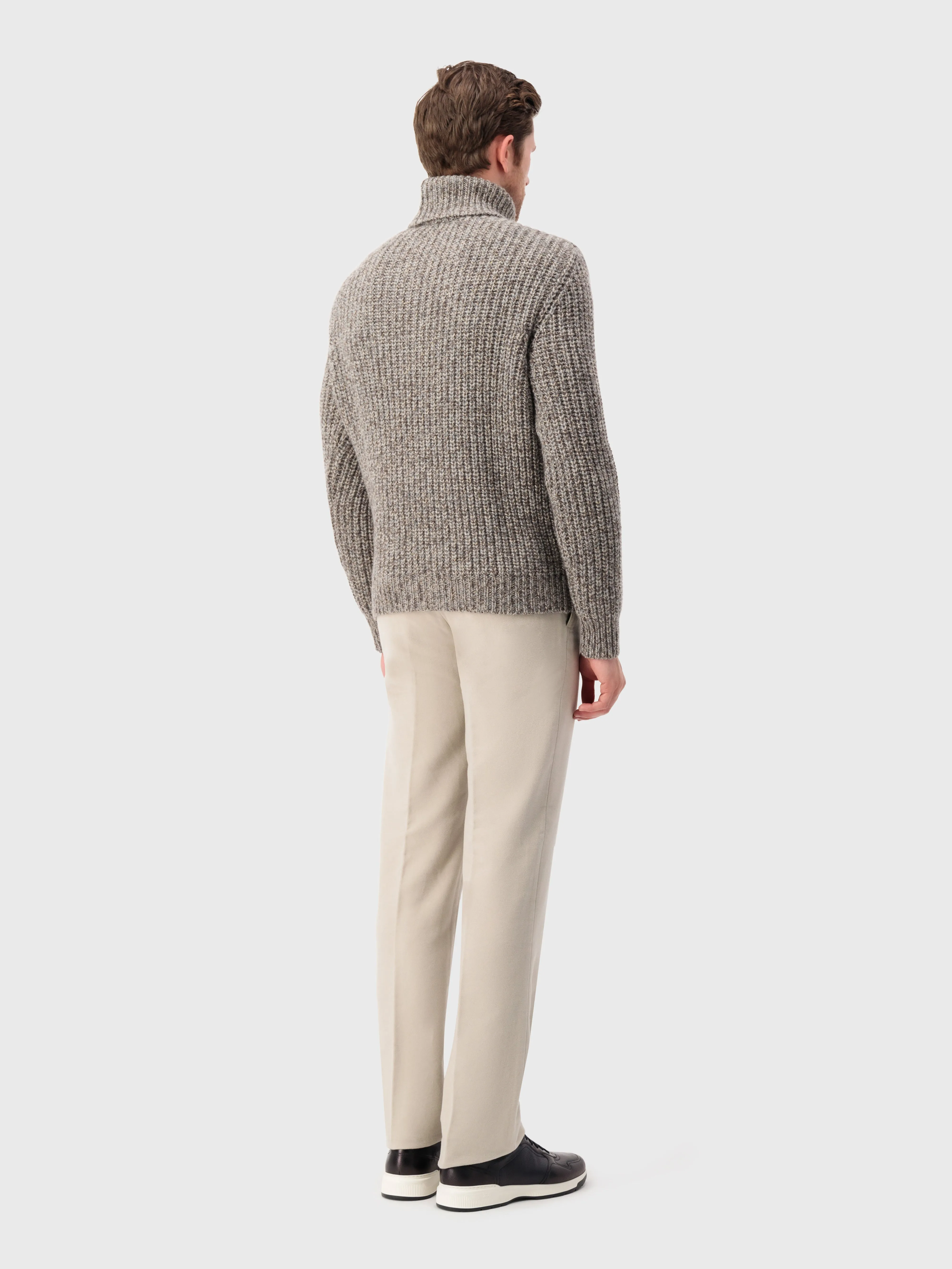 Turtleneck Knit Sweater in Cashmere Stone