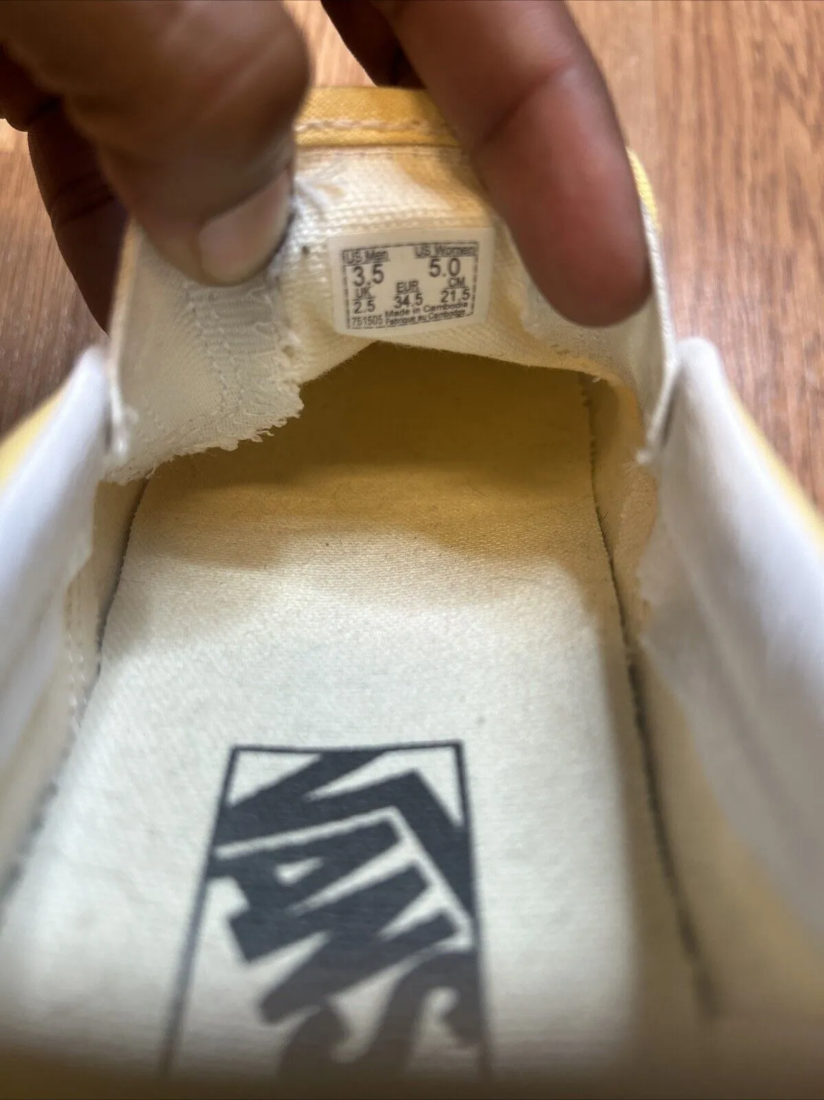 Vans Shoes Mens 3.5 Womens 5 Pastel Yellow Slip On Skate Sneaker Canvas