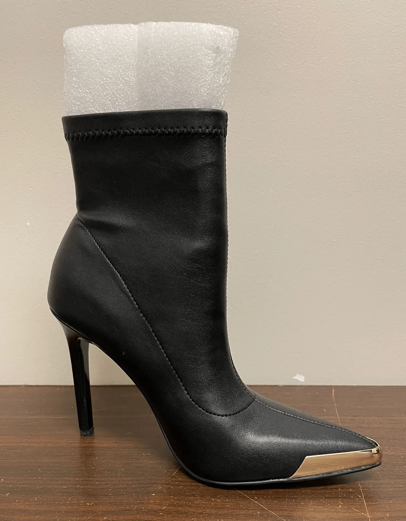 Versace Jeans Couture Black  Christy Coated Mesh High Heel Ankle Boots-