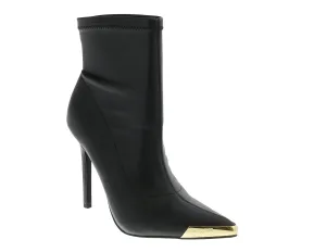Versace Jeans Couture Black  Christy Coated Mesh High Heel Ankle Boots-