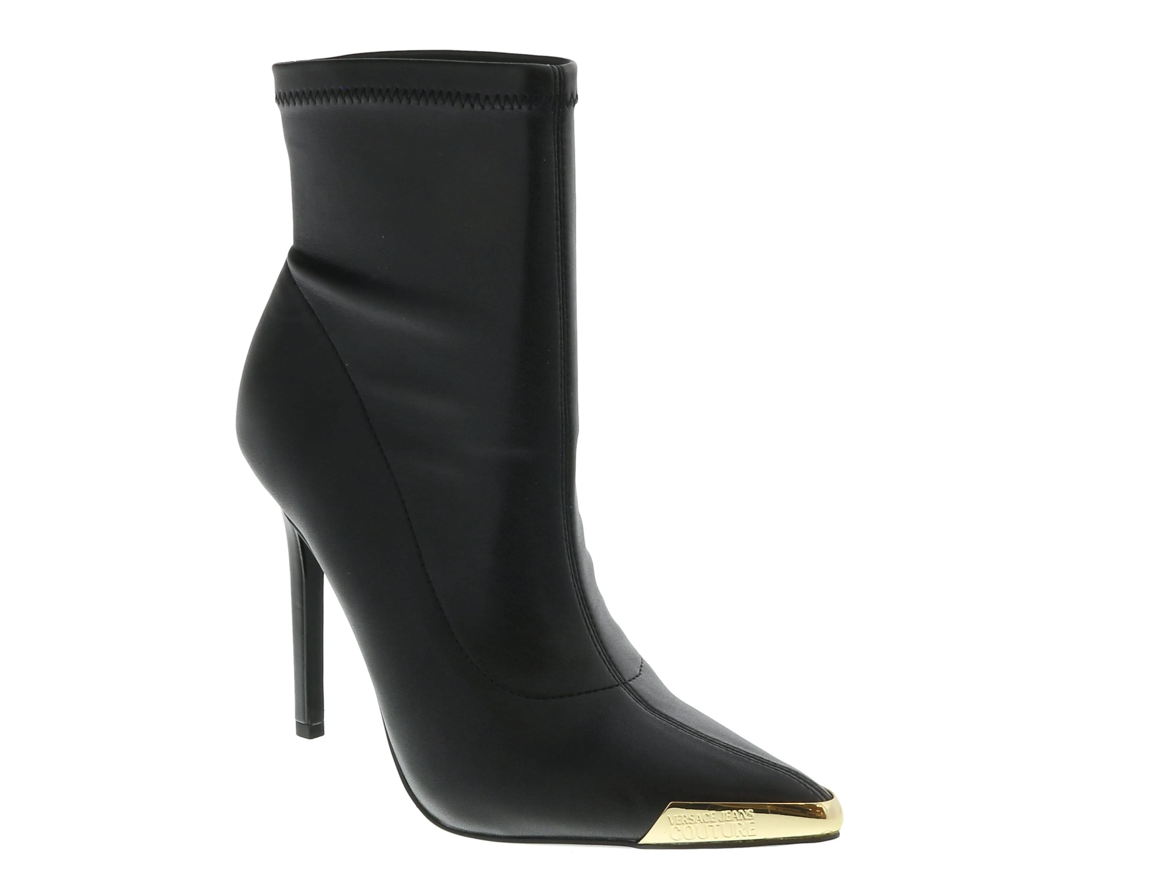 Versace Jeans Couture Black  Christy Coated Mesh High Heel Ankle Boots-