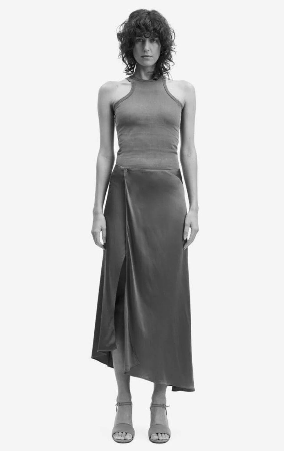 Viktoria Black Asymmetric Bias Skirt