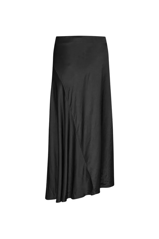 Viktoria Black Asymmetric Bias Skirt