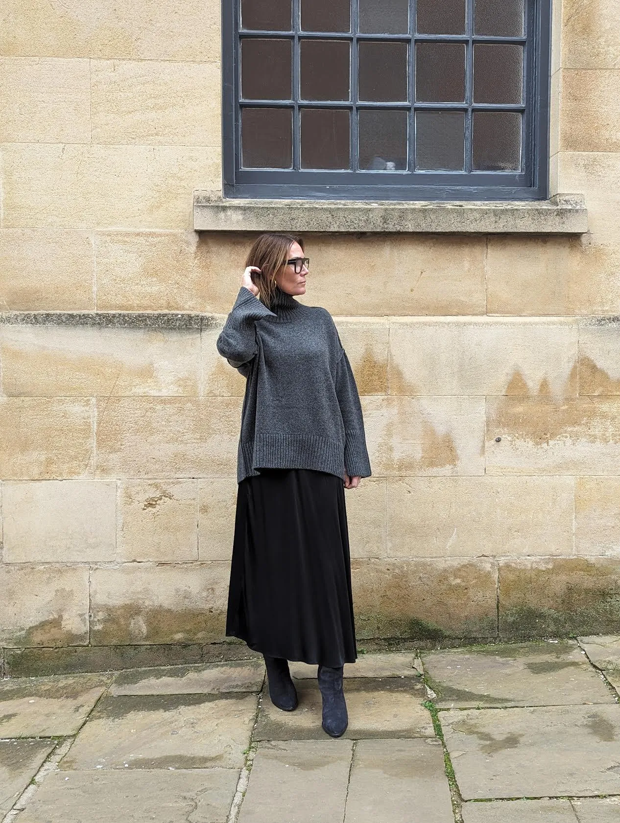 Viktoria Black Asymmetric Bias Skirt