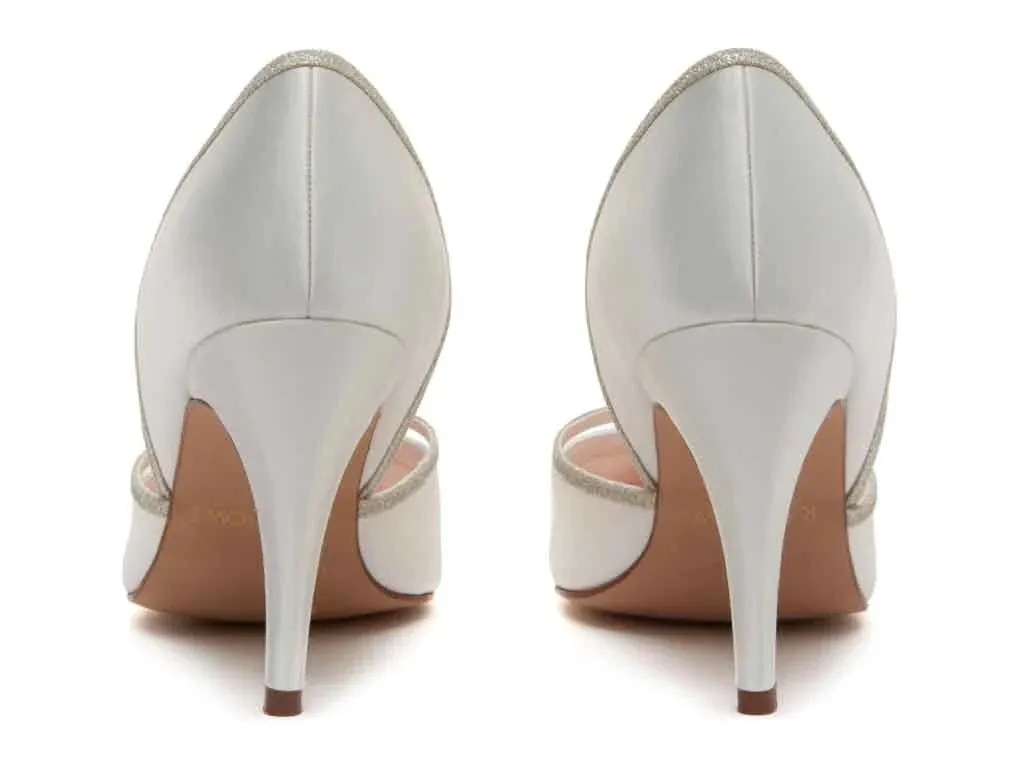 Wedding Shoes, Ivory Satin with Glitter Trim, Georgia, Size 4.5 ***SALE***