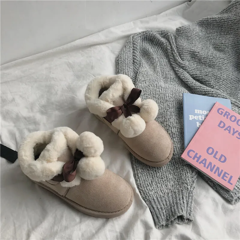 Winter Suede Flat Cute Ankle Boots