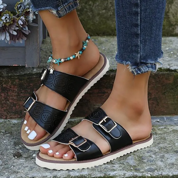 Women Mule Open Toe Sandals Summer Slides
