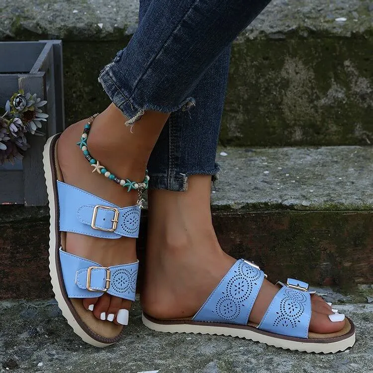 Women Mule Open Toe Sandals Summer Slides