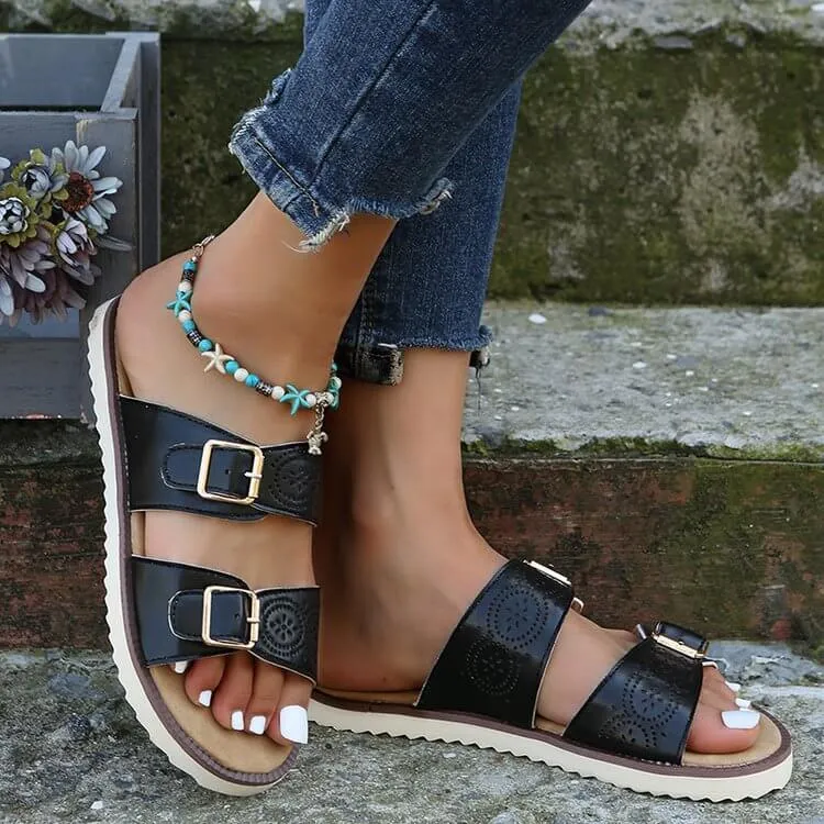 Women Mule Open Toe Sandals Summer Slides