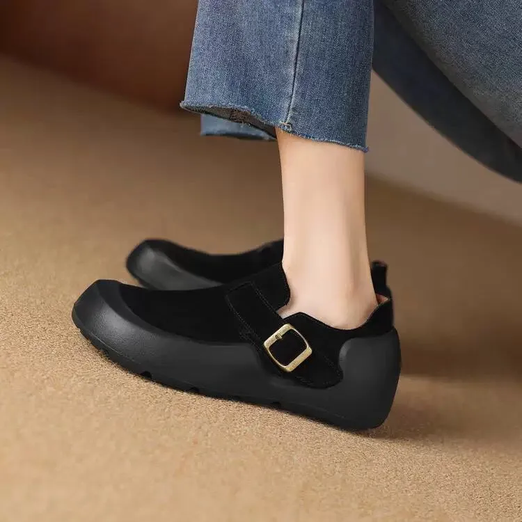 Women Retro Thick- Soled Birkenstocks Suede Leather Shoes